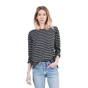 Everlane Striped Black Heavyweight Knit Top